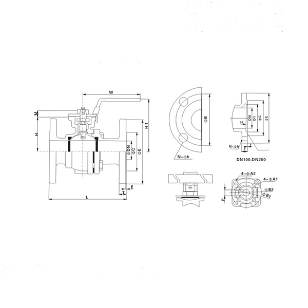 High mounting pad flanged ball valve ( GB Standard)