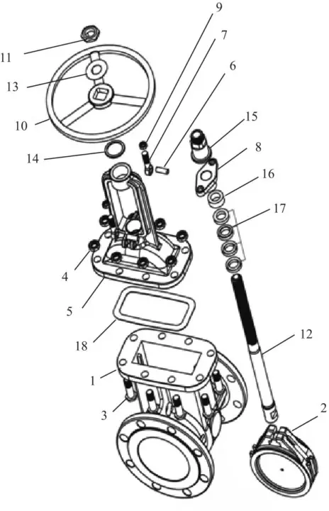Gate valve disassembly diagram