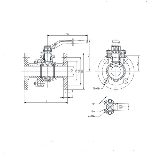DIN standard low platform ball valve